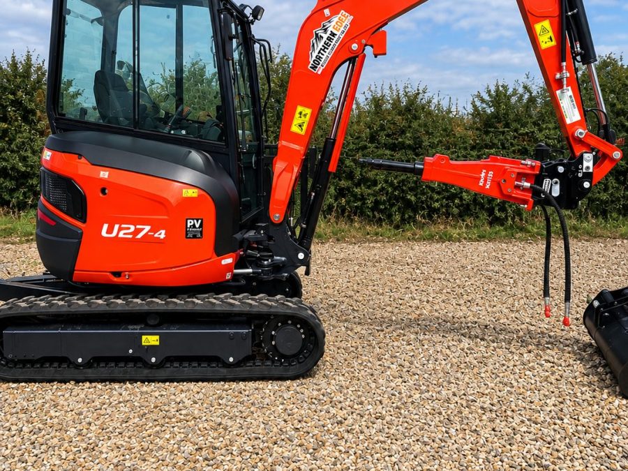 Kubota U27-4 2.7 tonne mini excavator in Northern Edge livery with the hydraulic breaker fitted